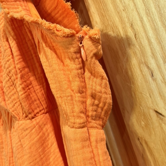 Orange and White Tiered Dress - Picture 6 of 9